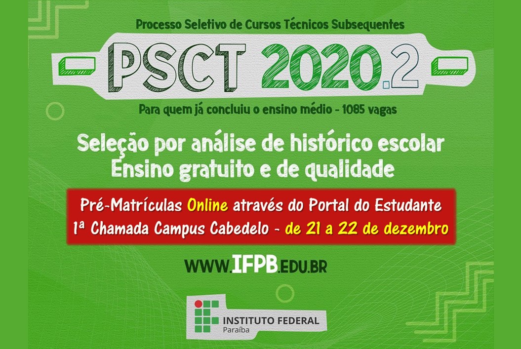 Pré-Matrícula 1a Chamada - PSCT 2020.2 