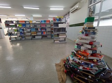 Servidores do  setor montam árvore de Natal com livros