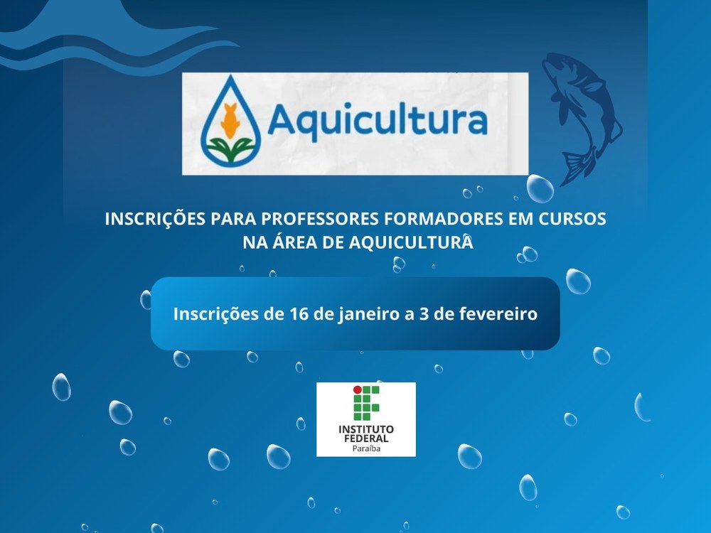 IFPB oferece vagas para professores formadores em cursos na área de Aquicultura