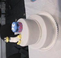 Bolo com símbolo da Cisco para comemorar a conclusão do curso