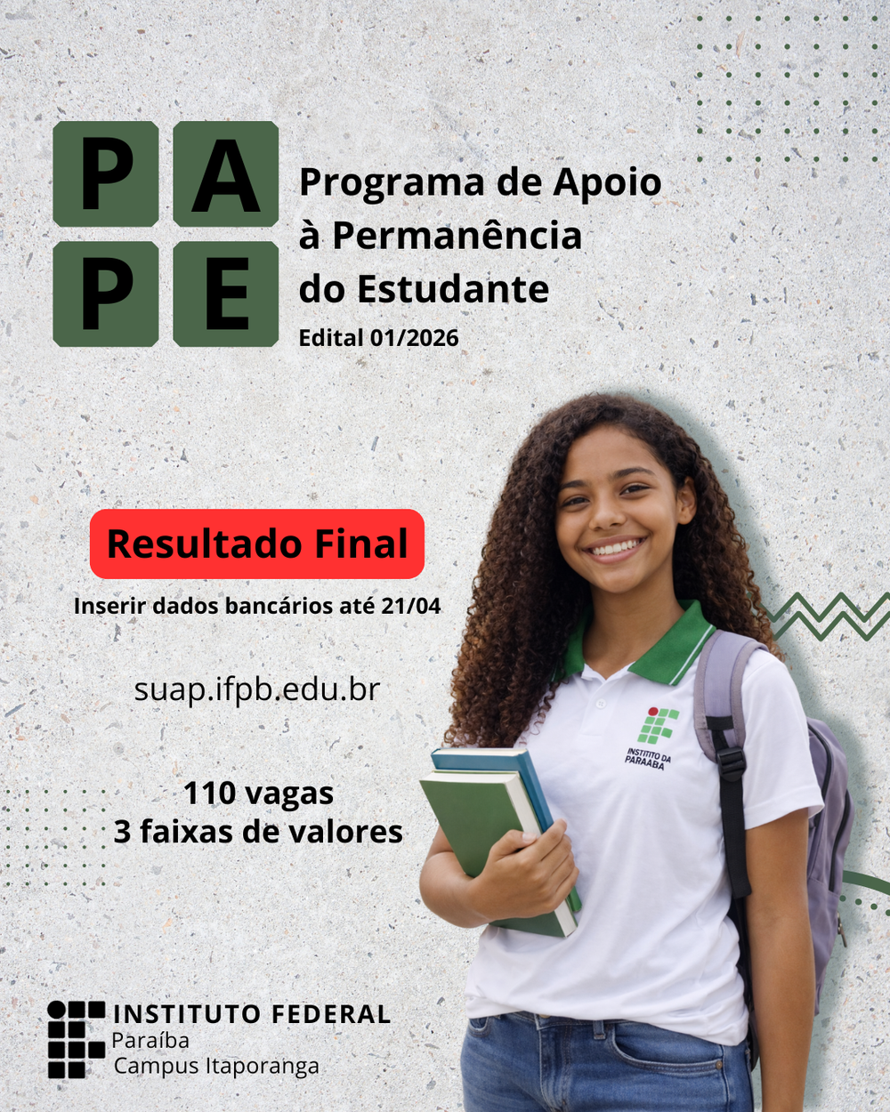 IFPB Campus Itaporanga divulga Resultado Final do PAPE