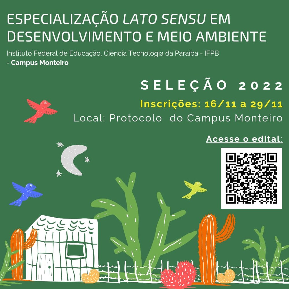 Inscrições abertas para Especialização em Desenvolvimento e Meio Ambiente