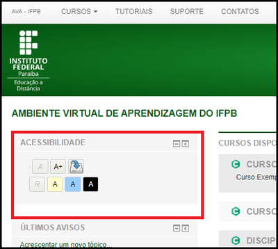 Imagem do plugin de acessibilidade - Aumento de texto e mudança de esquema de cores   