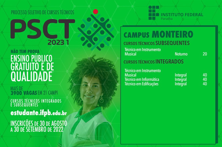 São quase 4 mil vagas, sendo 140 para o campus Monteiro