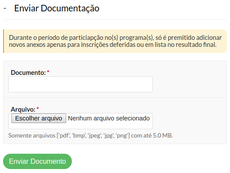 Prestação de Contas - Enviar Documentação