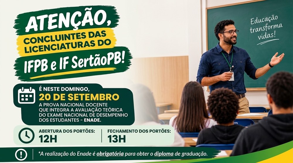 Estudantes do IFPB e IF Sertão-PB fazem Prova Nacional Docente neste domingo