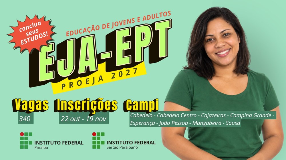 IFPB oferece 340 vagas em cursos técnicos para jovens e adultos que desejam voltar a estudar