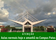 Campus Patos comunica que nos dias 16 e 17/03 do corrente terão aulas normais nos três turnos para os Cursos Integrados, Subsequentes e Superiores.