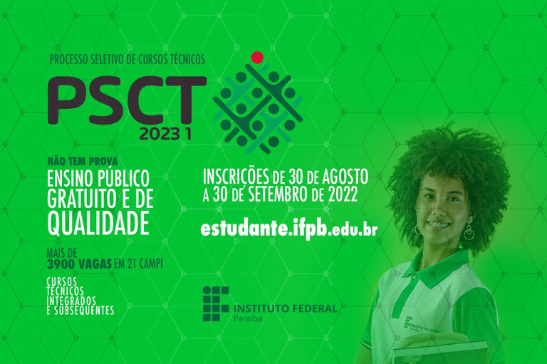 O candidato pode se inscrever no Portal do Estudante do IFPB entre os dias 30/agosto e 30/setembro de 2022