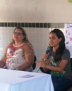 Joselma Carneiro (à esq.), servidora do Campus Sousa, e Janaina da Silva Bezerra (à dir.), professora do Campus Cajazeiras, falaram sobre a história do 8 de março 