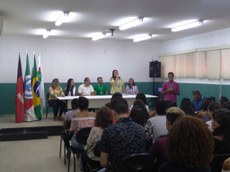 O primeiro momento da recepção foi no auditório da unidade São Gonçalo